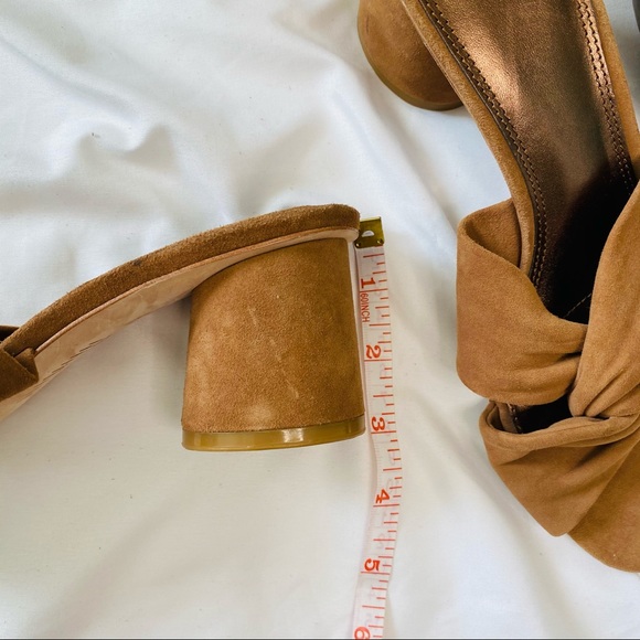 PAIGE suede Brown chunky round heel slide - Picture 9 of 9